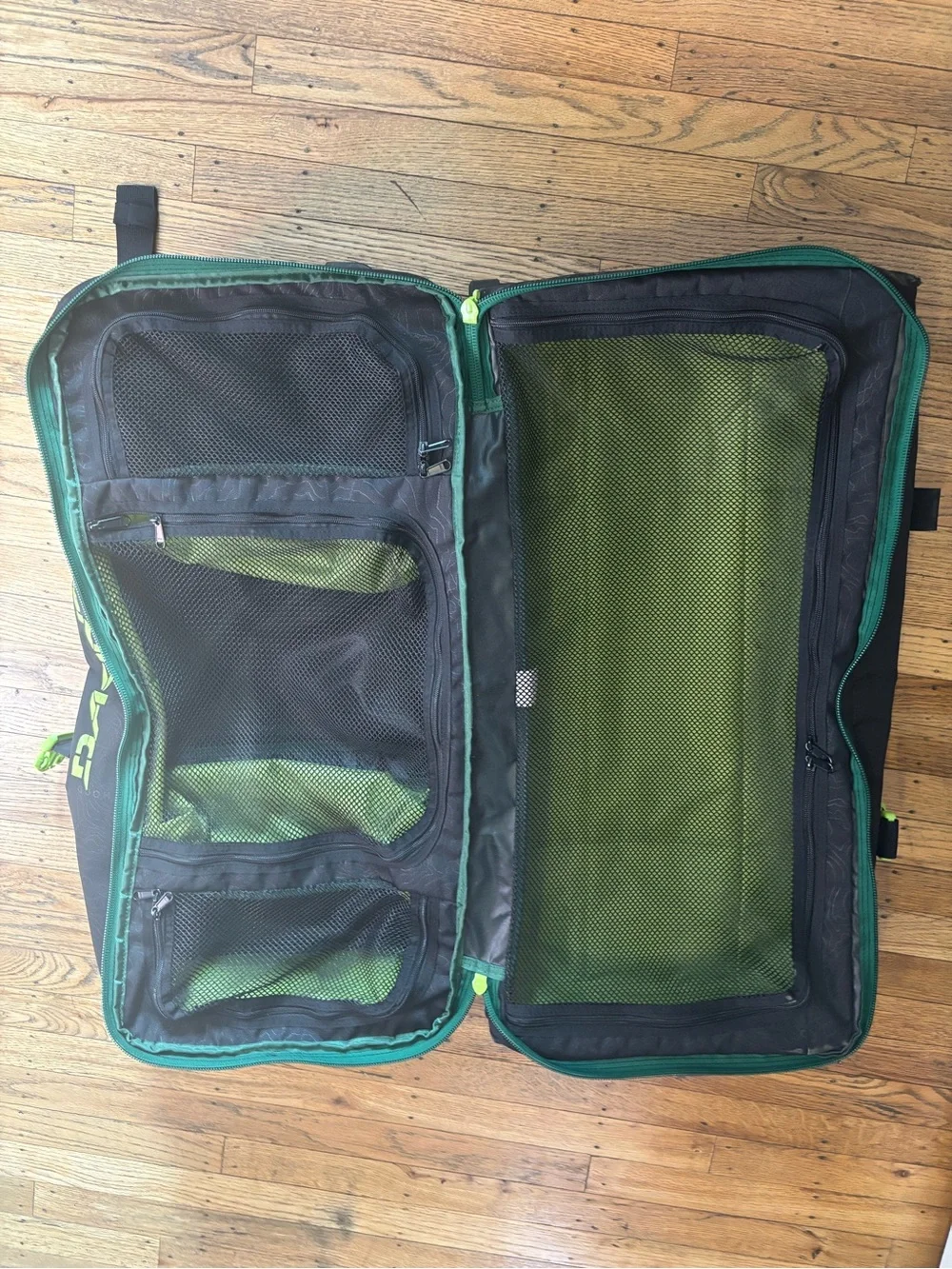 Dakine Gray Backpack with Bright Green Trim and Zipper Pulls